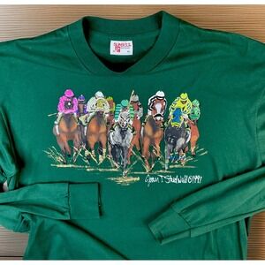 Vintage Joan Studwell T Shirt 1991 Kentucky Derby Sunbelt Hand Painted